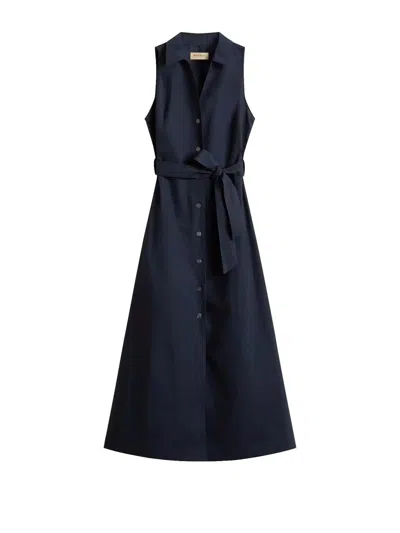 Woolrich Cotton Poplin Mini Shirt Dress In Melton Blue