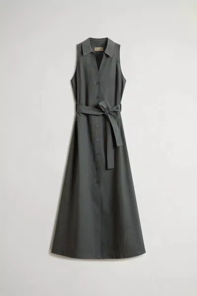 Woolrich Cotton Poplin Shirt Dress In Forest Veil