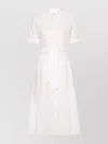 Woolrich Belted Poplin Shirt Dress Woman Midi Dress White Size Xl Cotton