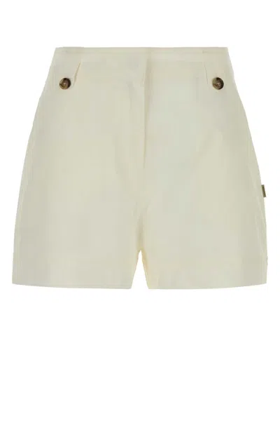 Woolrich High Waist Poplin Shorts Belt Loops In Neutral