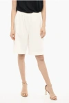 Woolrich Double Pleated Shorts With Belt Loops In White