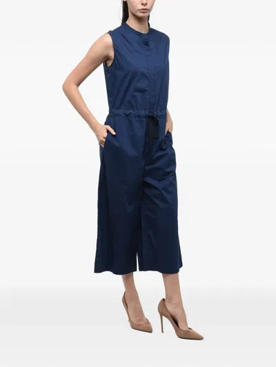 Woolrich Cotton Sleeveless Jumpsuit In Blue