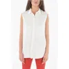 Woolrich Cotton Sleeveless Maxi Shirt With Double Breast Pockets