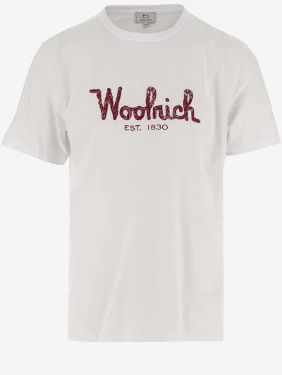 Woolrich Embroidered-logo Cotton T-shirt In White