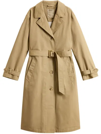 Woolrich Cotton Trench Coat In Brown