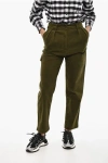 Woolrich Cotton Twill Double Pleatedcargo Pants In Green