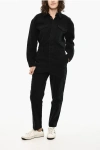 Woolrich Cotton Twill Jumpsuit With Logoed Buttons In Black