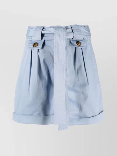 Woolrich Tied-waist Turn-up Hem Shorts In Blue