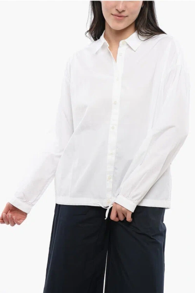 Woolrich Cotton Yarn Shirt With Drawstringed Hem In White