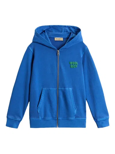 Woolrich Kids' Cotton Zip-up Hoodie In Blue