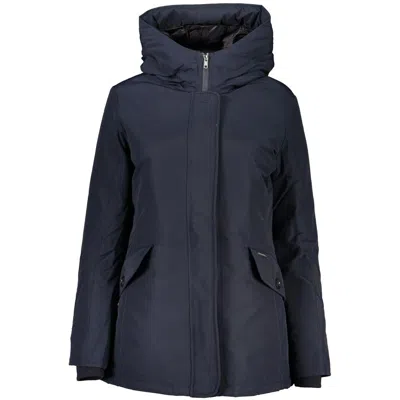 Woolrich Cotton-polyamide Hooded Down Jacket In Navy