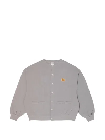 Woolrich Cotton-pique Logo-patch Cardigan In Gray