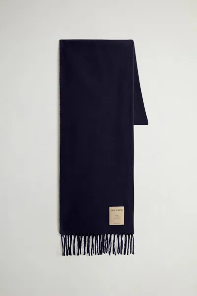 Woolrich Cozy Woolen Scarf For Fall 2025 In Melton Blue