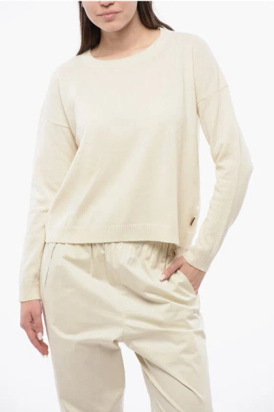 Woolrich Crew Neck Cashmere Blend Sweater In White