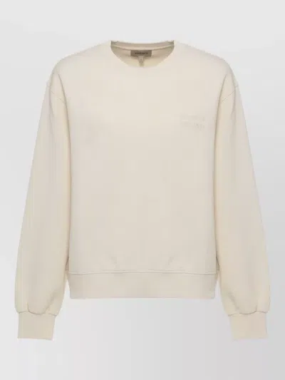 Woolrich Crew Neck Cotton Blend Long Sleeve Sweatshirt In Gold