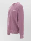 Woolrich Crew Neck Cotton Sweatshirt Dyed Garment In Pink