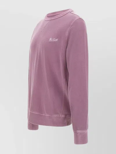 Woolrich Crew Neck Cotton Sweatshirt Dyed Garment In Pink