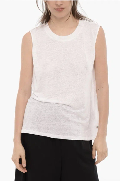 Woolrich Crew-neck Double Fabric Tank Top In Neutral