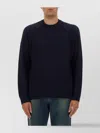 Woolrich Crew Neck Knit Texture Raglan Sweater In Black