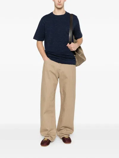 Woolrich Crew-neck Knitted T-shirt In Blue