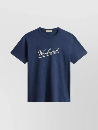 Woolrich Crew Neck Logo T-shirt In Blue