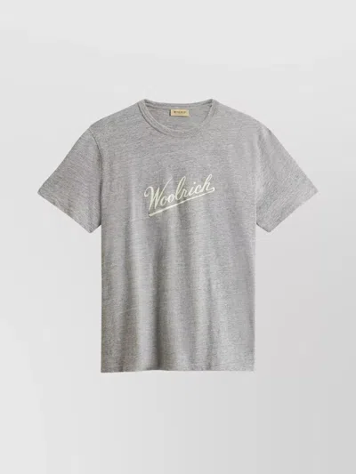 Woolrich Crew Neck Logo T-shirt In Gray