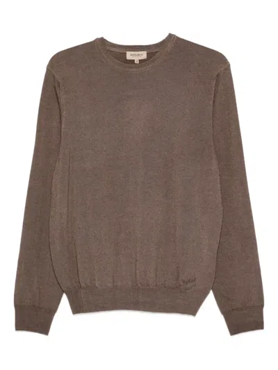 Woolrich Crew-neck Long-sleeve Sweater In Brown