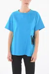Woolrich Crew-neck Maxi Tshirt With Patch Monogram In Blue
