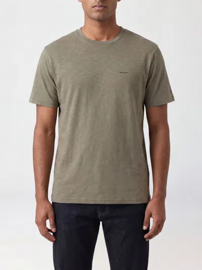 Woolrich Crew-neck Cotton T-shirt With Contrast Logo Print In Green