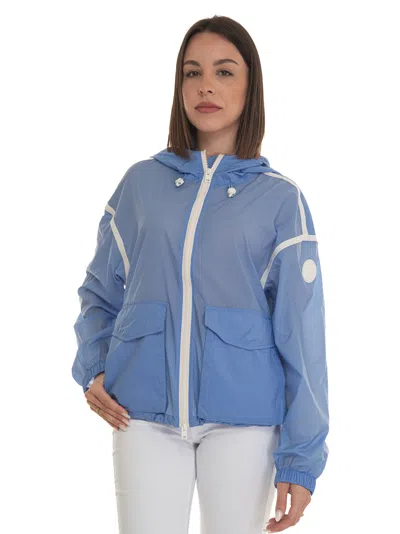 Woolrich Crinkle Hooded Extra-light Windproof Jacket In Azure