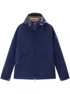 Woolrich Crinkle Hooded Windbreaker In Blue