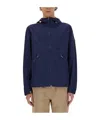Woolrich Nylon Hooded Jacket Drawstring Adjustable In Blue