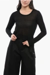 Woolrich Cropped Fit Viscose Blend Sweater With Crew Neck