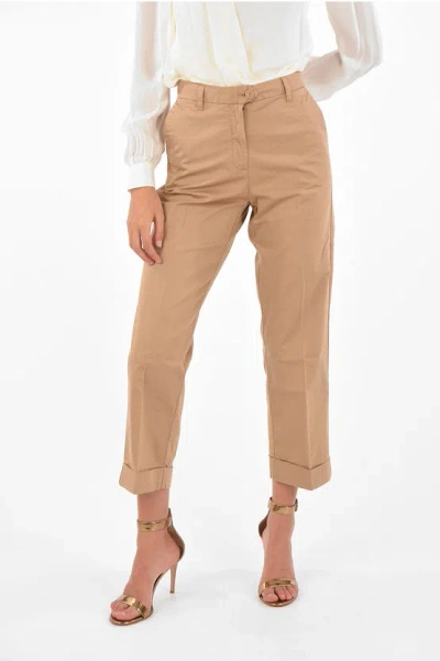 Woolrich Cuffed Hem High Waist Pants In Brown