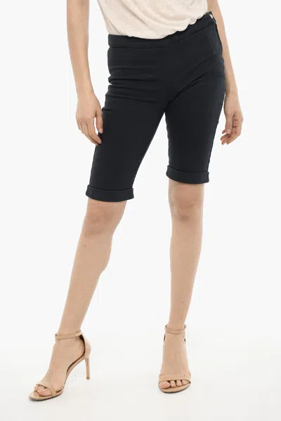 Woolrich Cuffed Hem Shorts With Golden-closure In Blue