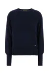 Woolrich Cotton Modal Sweater Long Sleeves Crew Neck In Blue
