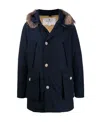 Woolrich Arctic Anorak In Ramar Cloth With Detachable Fur In Black