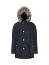 Woolrich Dark Blue Solid Hood Jackets In Blue