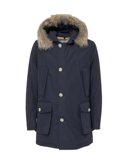 WOOLRICH MEN DARK BLUE SOLID HOOD JACKETS, XXL LUXURY JACKETS FOR MEN DARVEYS