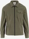 Woolrich Cotton Overshirt With Buttoned Cuffs And Pockets In Dark Green