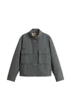 Woolrich Canvas Utility Overshirt Stand Collar Pockets In Gray
