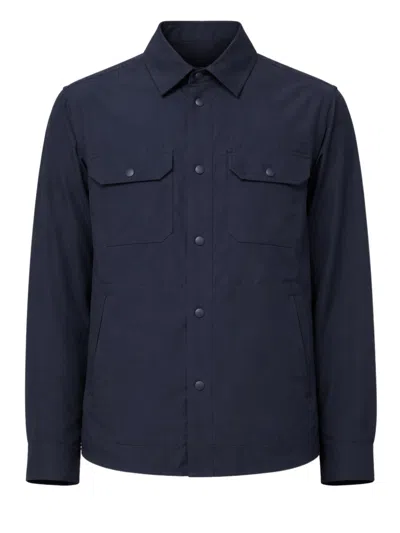 Woolrich Dark Navy Cotton Linen Shirt In Blue