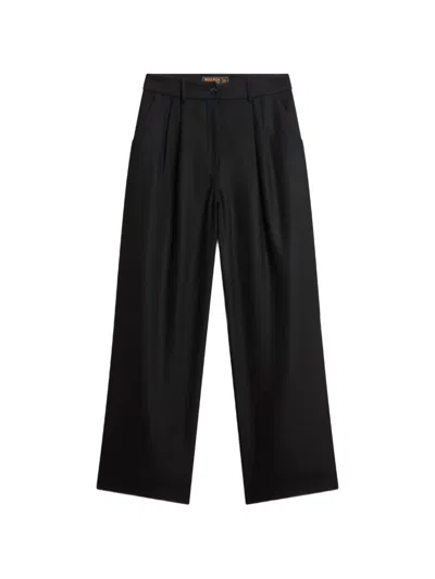 Woolrich Darted Flannel Trousers In Black