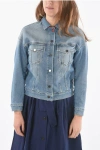 WOOLRICH DENIM AMERICAN JACKET WITH SILVER BUTTONS
