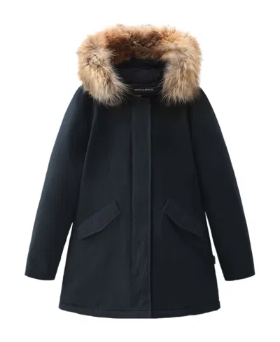 Woolrich Detachable Fur Collar Parka Coat In Black