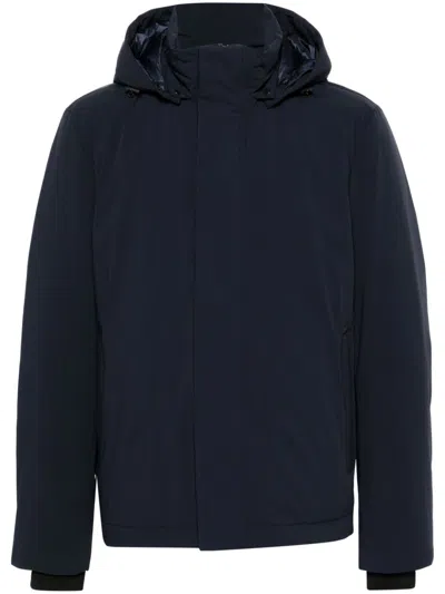 Woolrich Detachable-hood Jacket In Blue