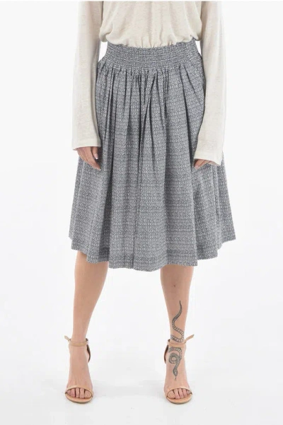 Woolrich Diamond Point Motif Popelin Cotton Circle Skirt In Gray
