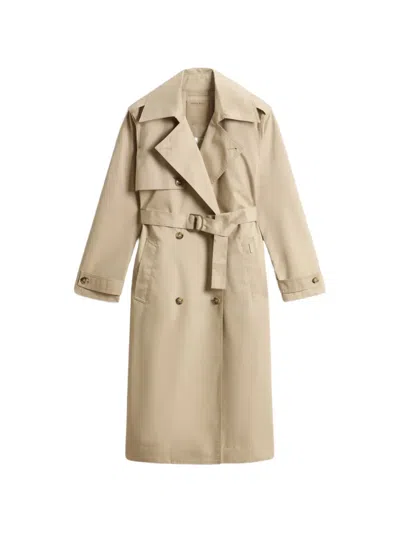 Woolrich Double-breasted Belted Trench Coat In Neutral