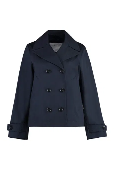 Woolrich Double-breasted Jacket In Blue