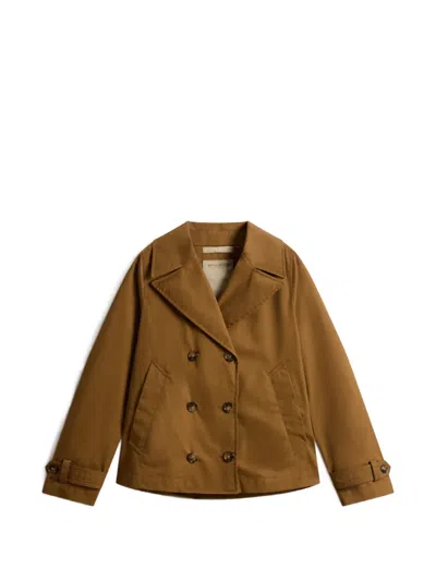 Woolrich Double-breasted Jacket In Brown